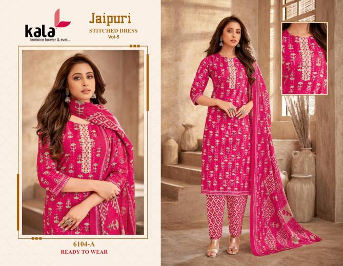 Jaipuri Vol 6 By Kala Daily Wear Cotton Printed Kurti With Bottom Dupatta Wholesale Online
